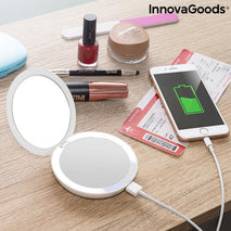 Pocket mirror with LED and 3 in 1 Mirbat InnovaGoods 3000 mAh power bank Glass (Refurbished A+) 